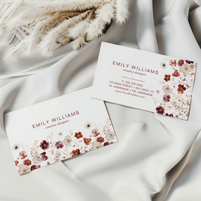 Fall Wildflowers Floral Business Card Visitenkarte (Von Creator hochgeladen)