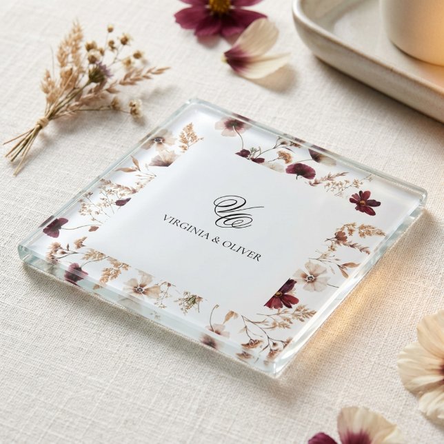 Fall Wildflowers Floral Wedding  Glasuntersetzer (Von Creator hochgeladen)