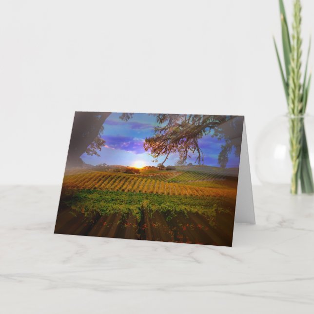 Fall Wine Vineyard Sunrise Blank Note Card Karte (Vorderseite)