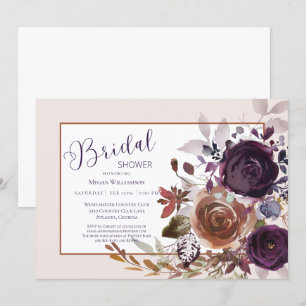Fall Winter Gold und Plum Lila Brautparty Einladung