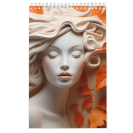Fall Woman Orange Lovers Autumn Leaves Browns Tans Kalender