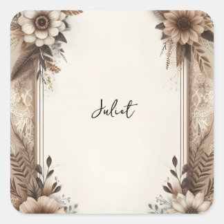 Fall Wood Paperie Gerecycelt Papier Brautparty Quadratischer Aufkleber
