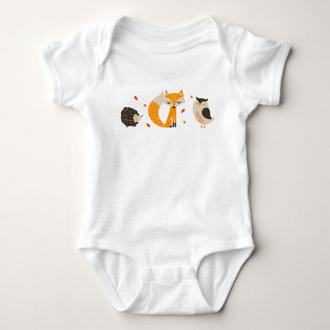 Fall Woodland Animal Bodysuit Baby Strampler (Vorderseite)