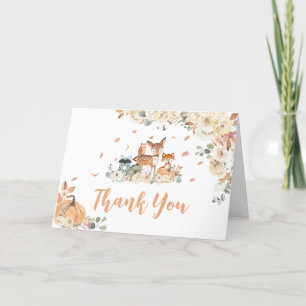 Fall Woodland Animals Baby Dusche Dankeskarte