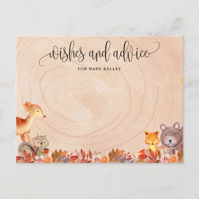 Fall Woodland Animals Babyduschkarte Postkarte (Vorderseite)