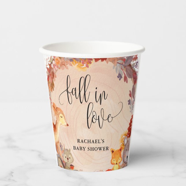 Fall Woodland Animals Kinderdusche Personalisiert Pappbecher (Vorderseite)