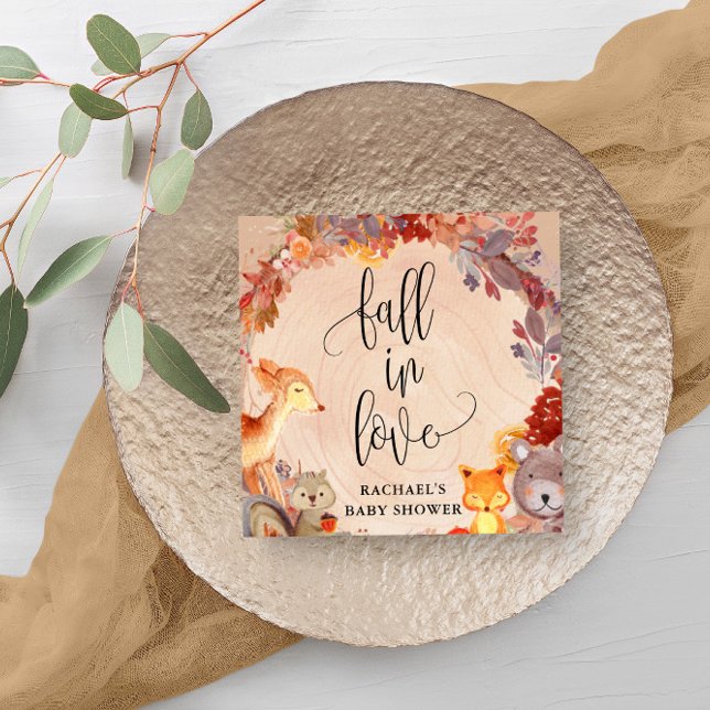 Fall Woodland Animals Kinderdusche Personalisiert Serviette (Beautiful napkins for your fall themed baby shower.)