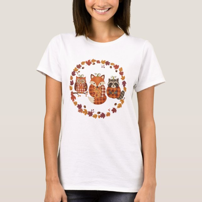 Fall Woodland Animals Patchwork Shirt (Vorderseite)