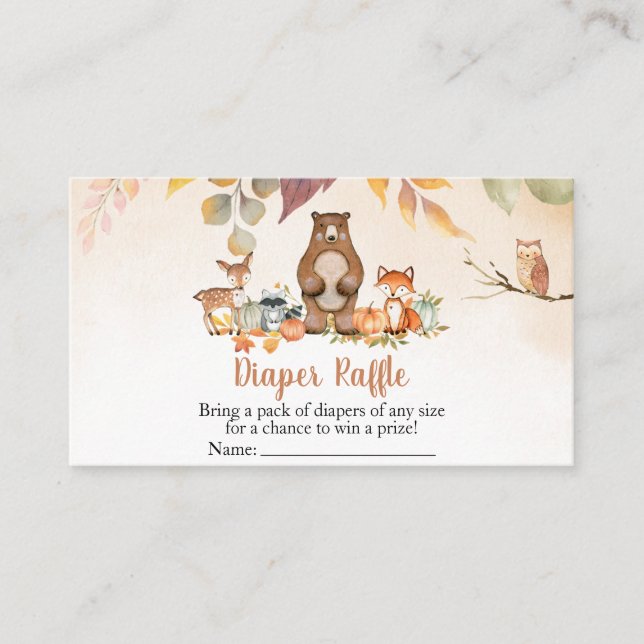 Fall Woodland Babydusche Windelwindeln Visitenkarte (Vorderseite)