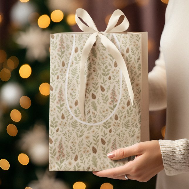 Fall Woodland Botanisches Muster | Herbstträume Mittlere Geschenktüte (Von Creator hochgeladen)