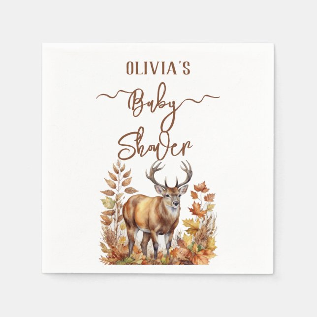 Fall Woodland Deer Baby Dusche Serviette (Vorderseite)