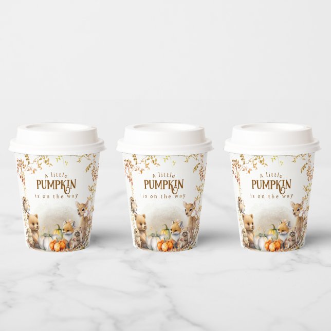 Fall Woodland Little Pumpkin Baby Dusche Pappbecher (Multi)