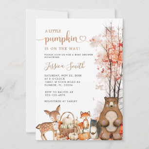 Fall Woodland Little Pumpkin Baby Shower Einladung