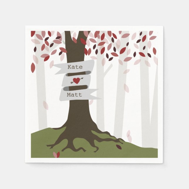 Fall Woodland Wedding Napkins - Rote Blätter Serviette (Vorderseite)