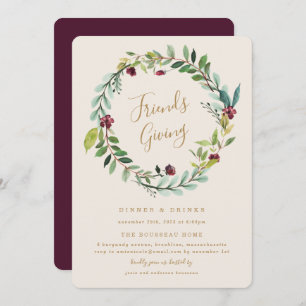 Fall Wreath Friends Dinner Party Invitation