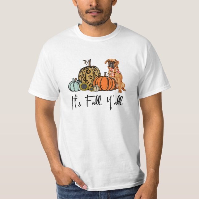 Fall Y all Pumpkin Boxer Dog T-Shirt (Vorderseite)