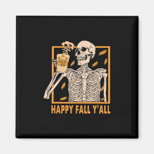 Fall Y'all Frauen Halloween Skelett Kürbisgewürz Magnet