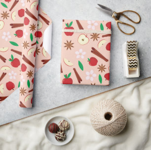Fall Zimt, Star Anise, Apple, Blume Nahtlos Geschenkpapier