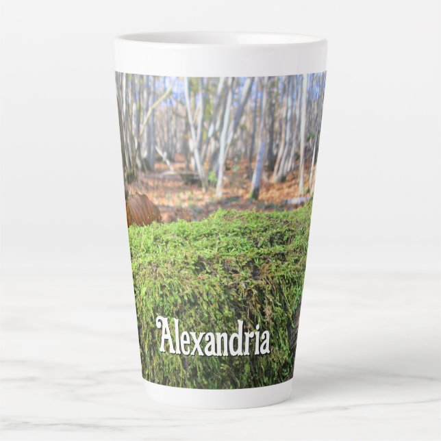 Fallbaum im Herbstmoos - Grosses Personalisiert Milchtasse (Vorderseite)