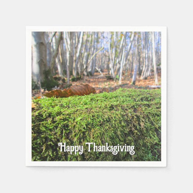 Fallbaum im Herbstmoos - Individueller Erntedank Serviette (Vorderseite)