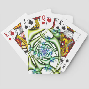 Falle   Kunst des blauen und grünen Fraktals Spielkarten