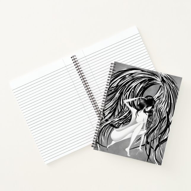 Fallen Angel grau monochrom Notizbuch (Innenseite)