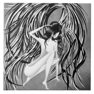 Fallen Angel Gray Monochrome Fliese