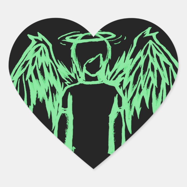 Fallen Angel Green Herz-Aufkleber (Vorderseite)