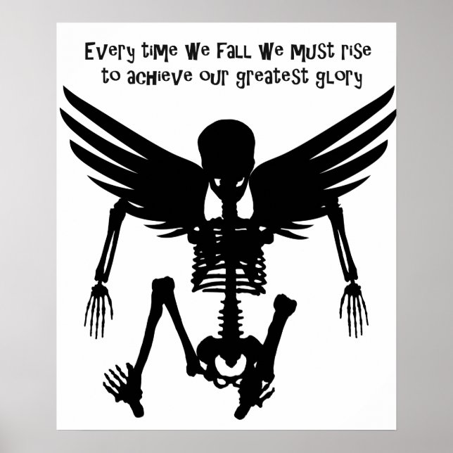 Fallen Angel Skeleton Zitate Weiße Worte Kunst Poster (Vorne)