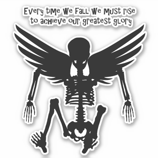 Fallen Angel Skeletts Silhouette zitiert Weisheit  Aufkleber (Vorderseite)