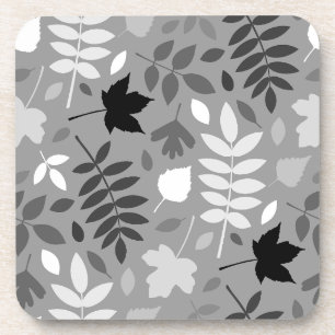 Fallen Blätter Lg Muster Monochrome auf Grau Getränkeuntersetzer