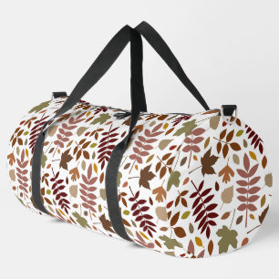 Fallen Blätter Muster Herbstfarben auf Weiß Duffle Bag