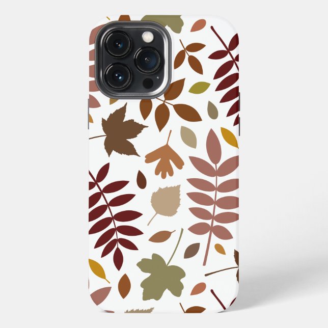 Fallen Blätter Muster Herbstfarben auf Weiß iPhone 13 Pro Max Hülle (Rückseite)
