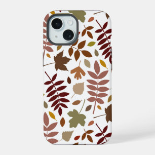 Fallen Blätter Muster Herbstfarben auf Weiß iPhone 15 Hülle