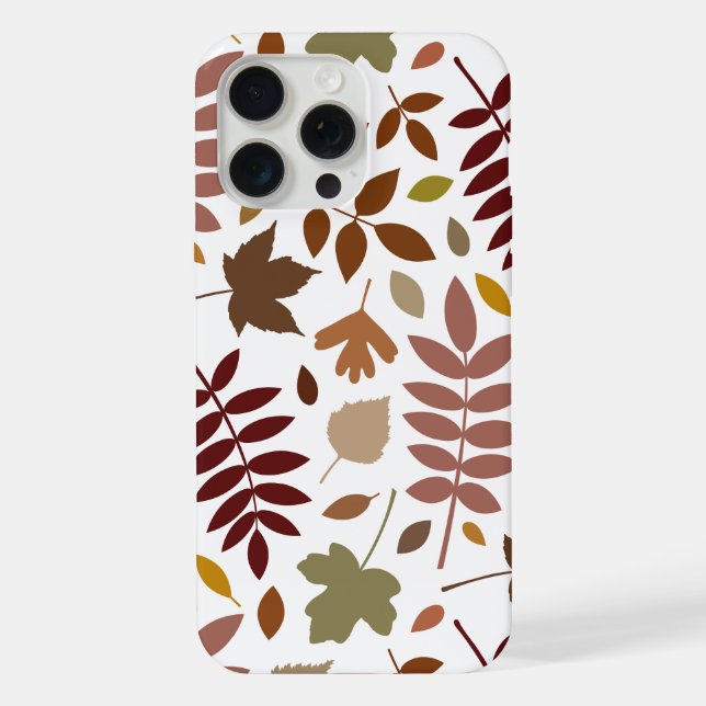 Fallen Blätter Muster Herbstfarben auf Weiß iPhone 15 Pro Max Hülle (Rückseite)