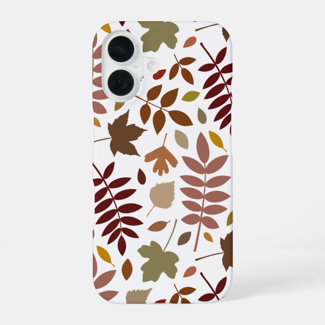 Fallen Blätter Muster Herbstfarben auf Weiß iPhone 16 Hülle (Rückseite)