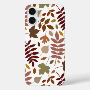 Fallen Blätter Muster Herbstfarben auf Weiß iPhone 16 Plus Hülle
