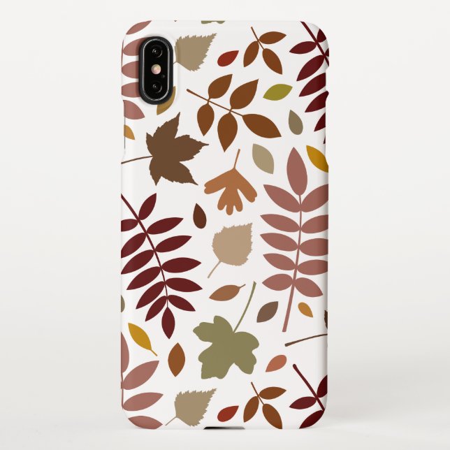 Fallen Blätter Muster Herbstfarben auf Weiß iPhone Hülle (Rückseite)