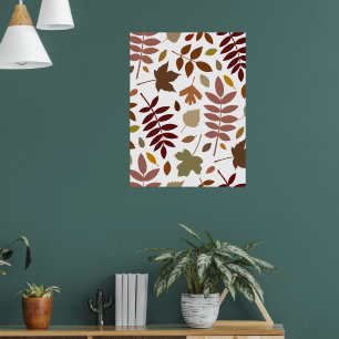 Fallen Blätter Muster Herbstfarben auf Weiß Poster