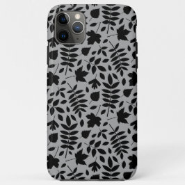 Fallen Blätter Muster Schwarz auf Grau Case-Mate iPhone Hülle