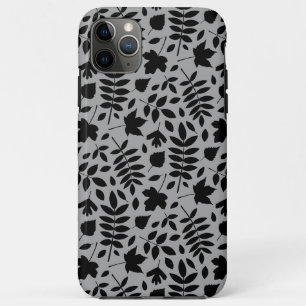 Fallen Blätter Muster Schwarz auf Grau Case-Mate iPhone Hülle