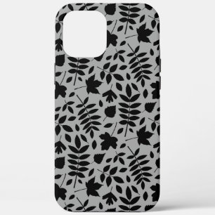Fallen Blätter Muster Schwarz auf Grau Case-Mate iPhone Hülle