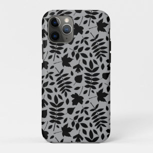 Fallen Blätter Muster Schwarz auf Grau Case-Mate iPhone Hülle