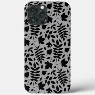 Fallen Blätter Muster Schwarz auf Grau Case-Mate iPhone Hülle