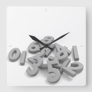 Fallen numbers Wall Clock Quadratische Wanduhr