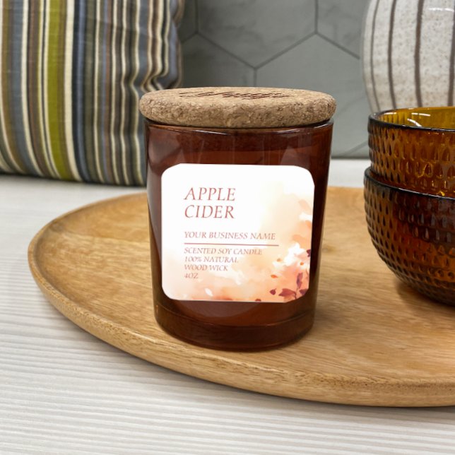 Fallen Scented Candle Watercolor Label Quadratischer Aufkleber (Von Creator hochgeladen)