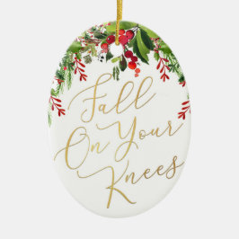 Fallen Sie auf Ihre Knie Religiöse Oval Weihnachts Keramik Ornament