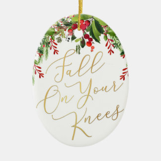 Fallen Sie auf Ihre Knie Religiöse Oval Weihnachts Keramik Ornament