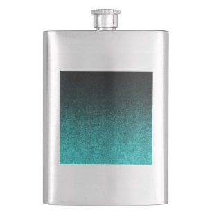 Fallen von Aqua und Schwarzer Glitzer Gradient Flachmann