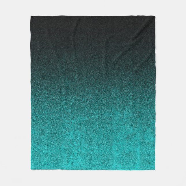 Fallen von Aqua und Schwarzer Glitzer Gradient Fleecedecke (Vorderseite)